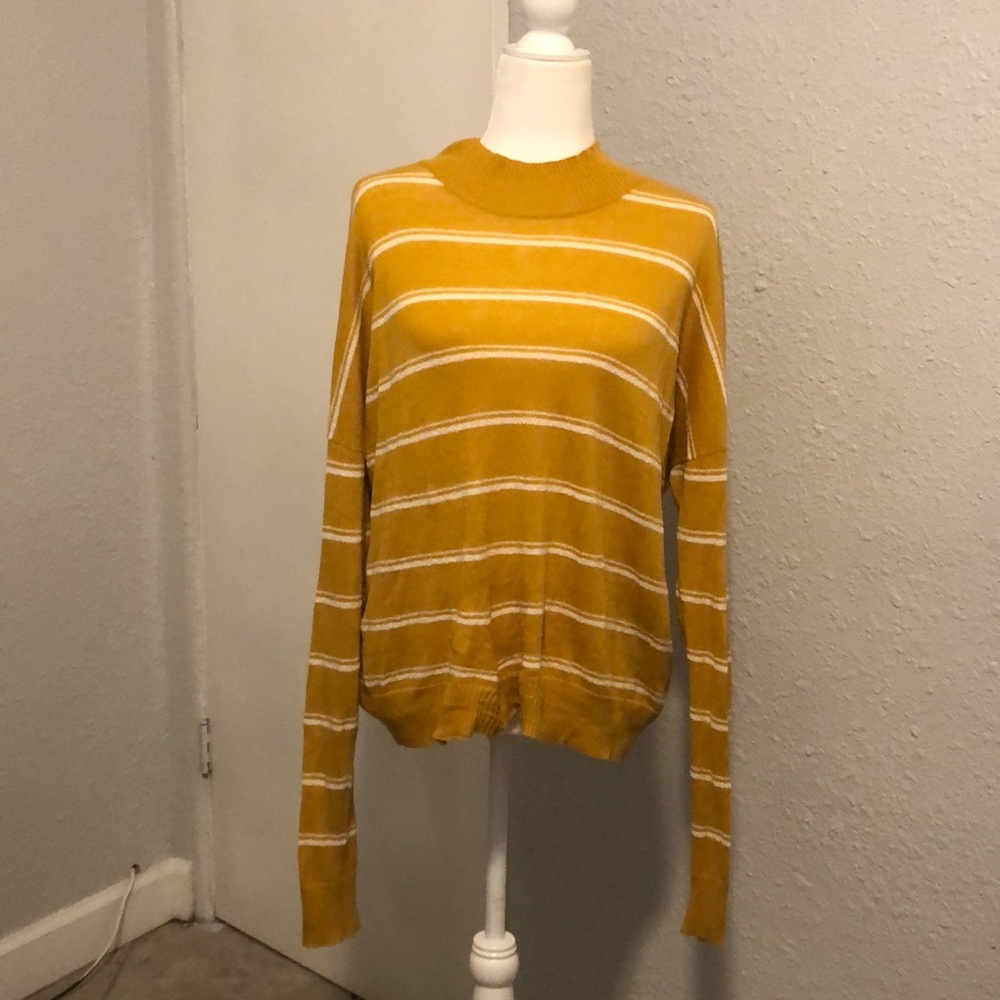 RVCA Mustard Yellow Horizontal Stripe Sweater - Picture 11 of 13